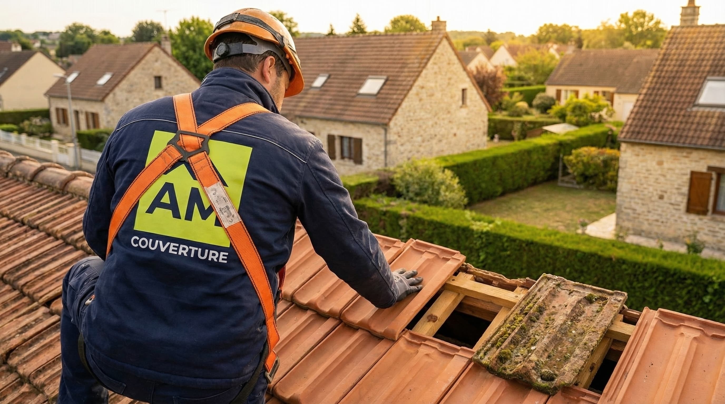 Couvreur au travail