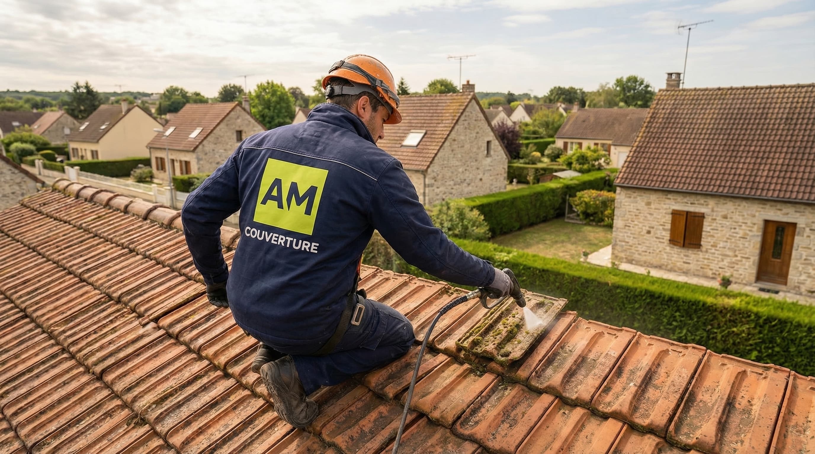 Couvreur au travail